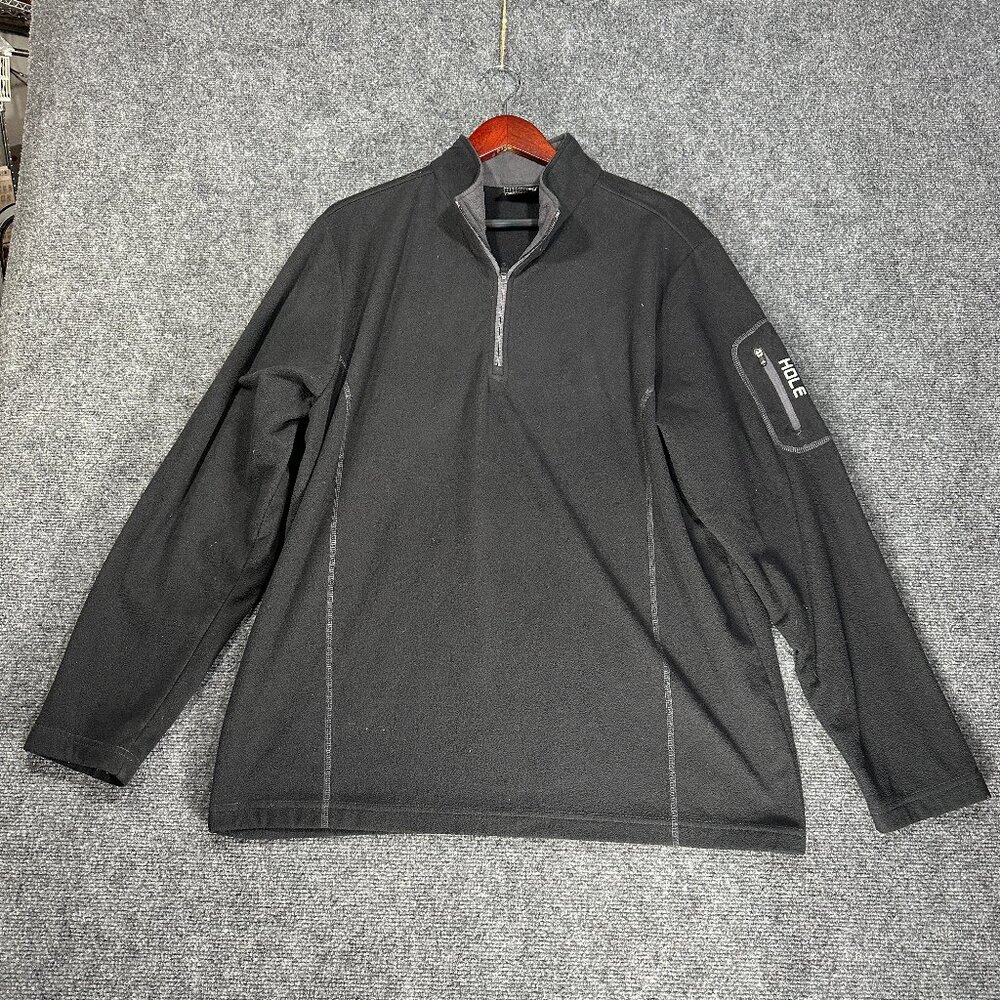 Ahead Sweater Mens XL Fleece 1/4 Zip Black Pullover Jackson Hole Logo Pocket